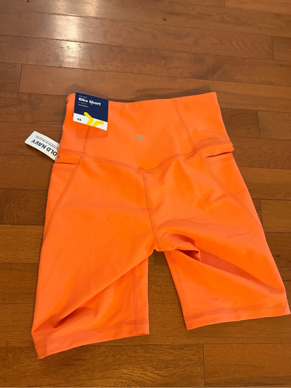 Old Navy Bright Orange High-Waist Bike Shorts with Side Pockets NWT - Picture 4 of 6